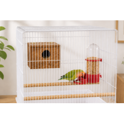 Comedero/Bebedero para Pájaros de Plástico con Percha