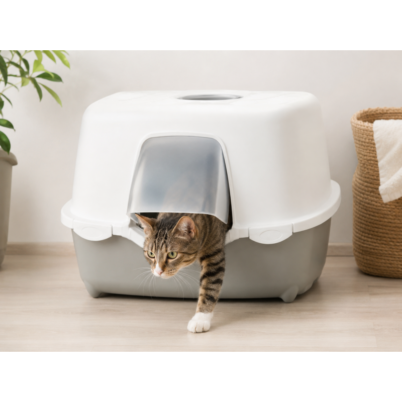 Arenero Cerrado para Gatos con Capota