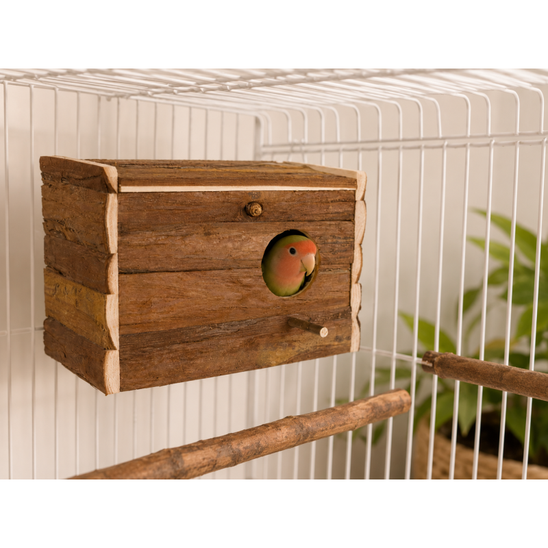 Caja Nido de Madera Natural Living para Periquitos
